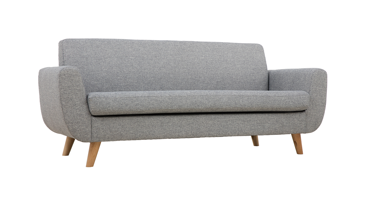 Divano scandinavo 3 posti in grigio chiaro e legno PURE