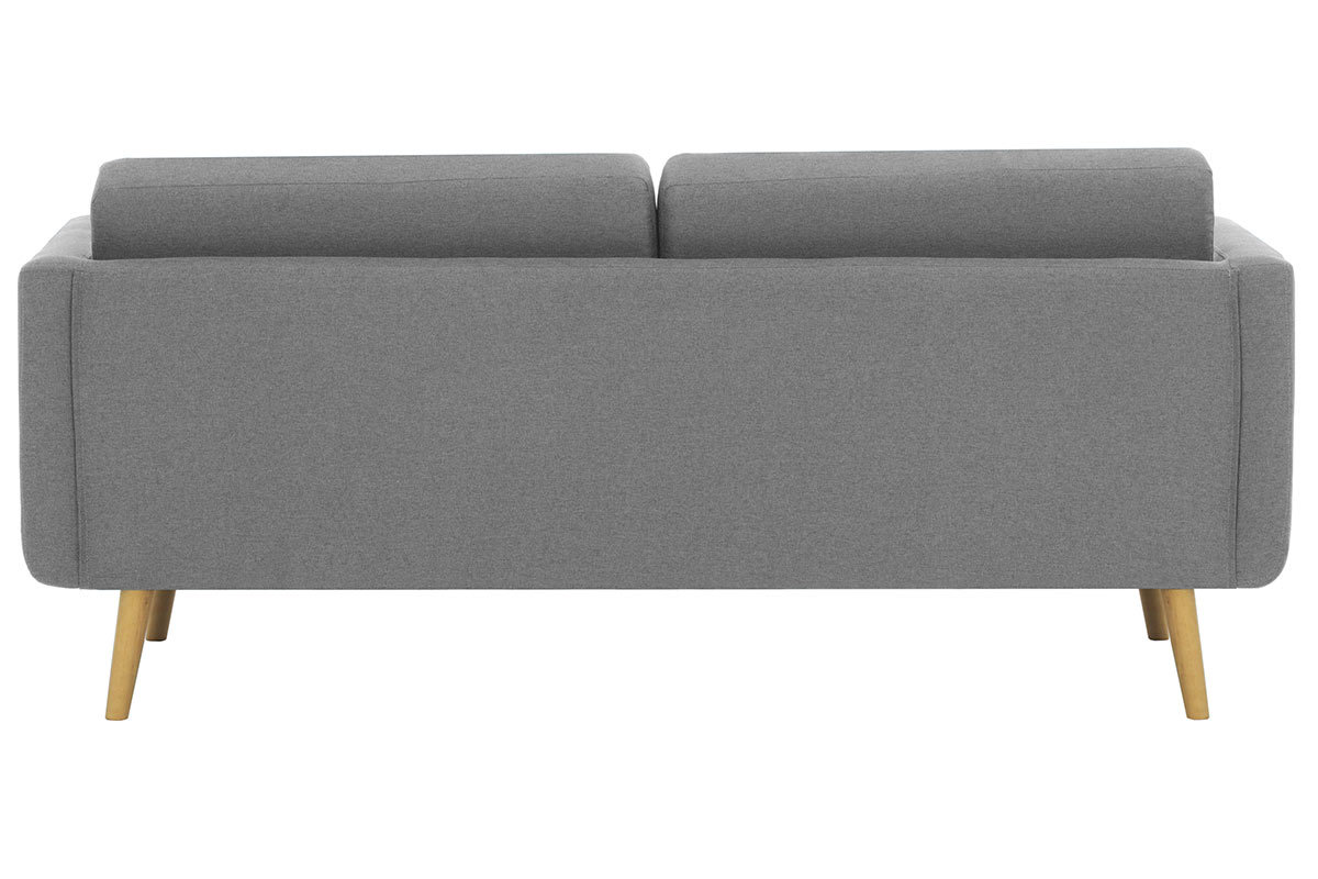 Divano scandinavo 3 posti in tessuto grigio chiaro e legno  ELFE