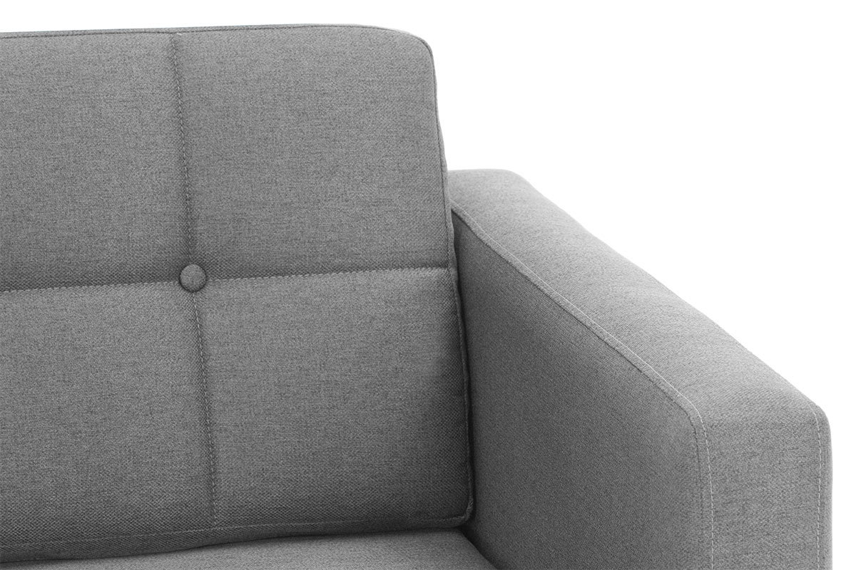 Divano scandinavo 3 posti in tessuto grigio chiaro e legno  ELFE