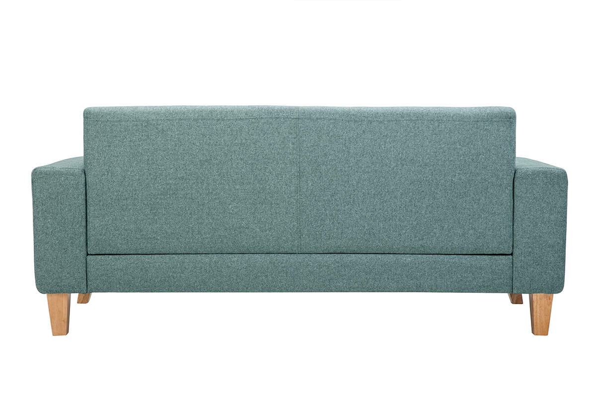 Divano scandinavo 3 posti in tessuto grigio verde e legno chiaro FJORD
