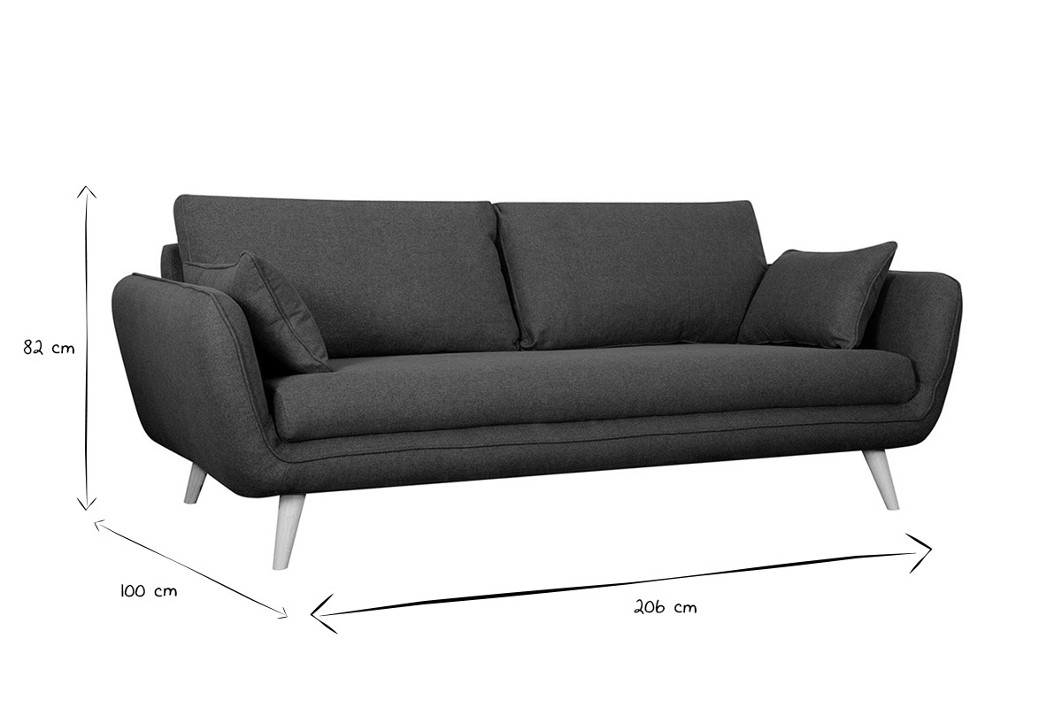 Divano scandinavo 3 posti kaki CREEP