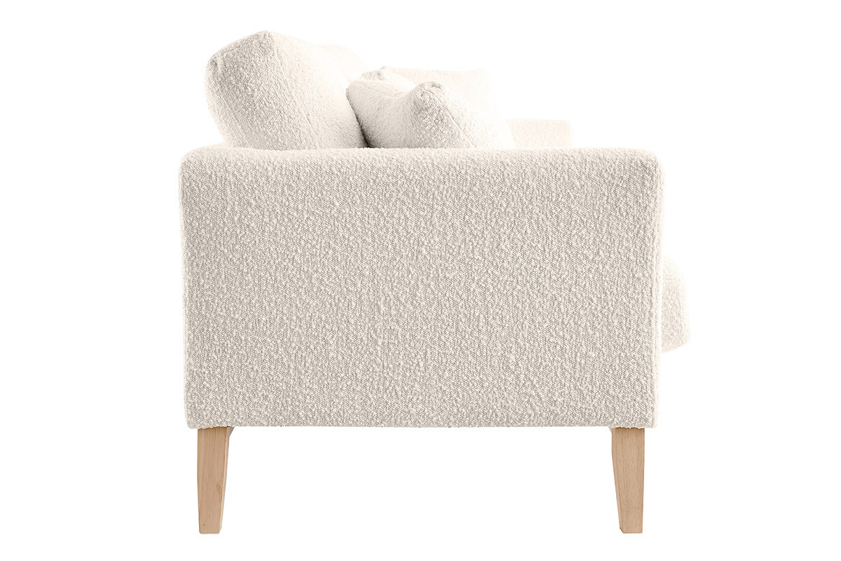 Divano scandinavo 3 posti sfoderabile bianco effetto lana boucl OSLO
