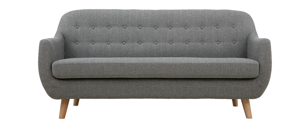 Divano scandinavo 2 posti grigio chiaro e piedi in legno chiaro OSLO
