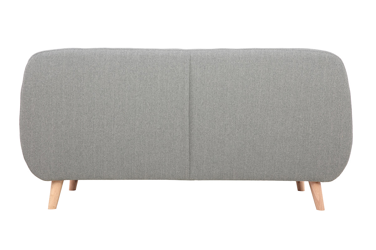 Divano scandinavo 3 posti sfoderabile grigio chiaro e legno YNOK