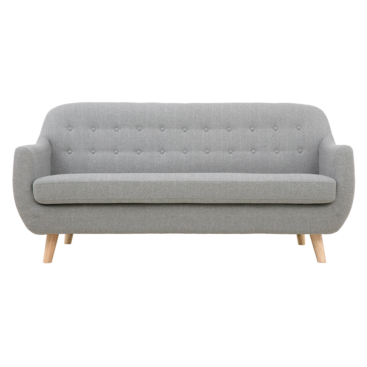 Divano scandinavo 3 posti sfoderabile grigio chiaro e legno YNOK