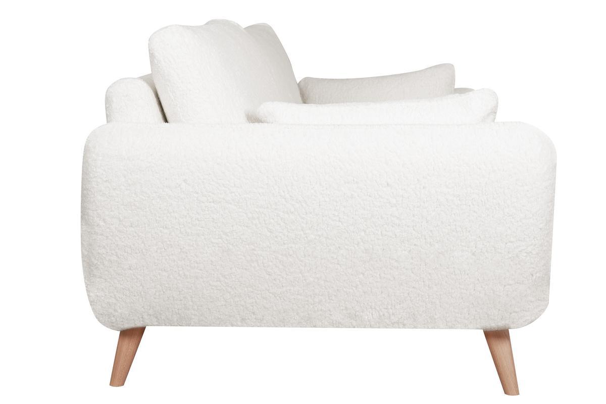 Divano scandinavo 3 posti tessuto effetto lana boucl e legno CREEP