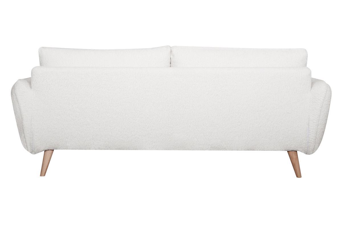 Divano scandinavo 3 posti tessuto effetto lana boucl e legno CREEP