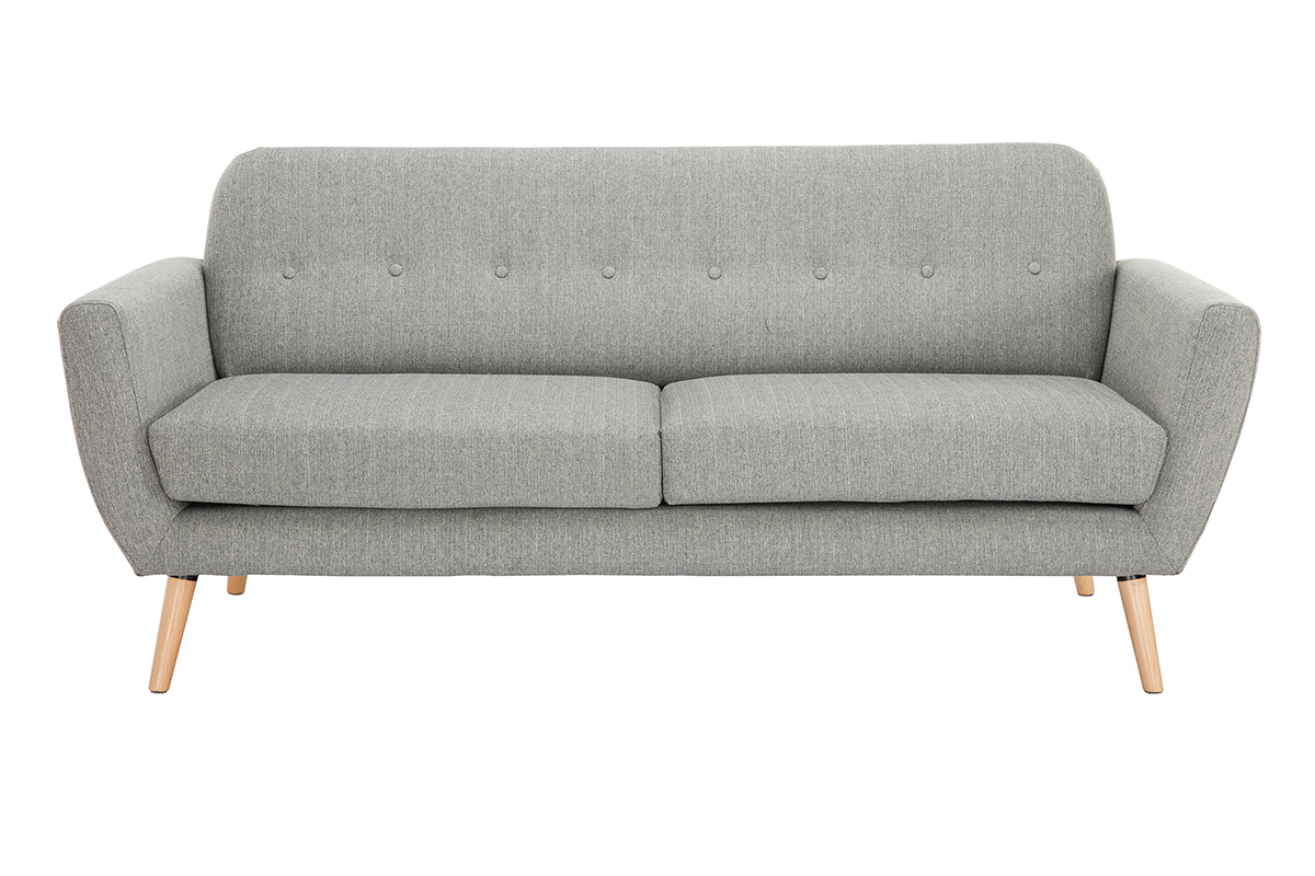 Divano scandinavo 3 posti tessuto grigio chiaro KYNO