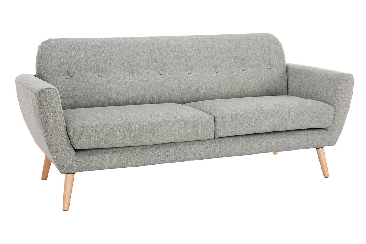 Divano scandinavo 3 posti tessuto grigio chiaro KYNO