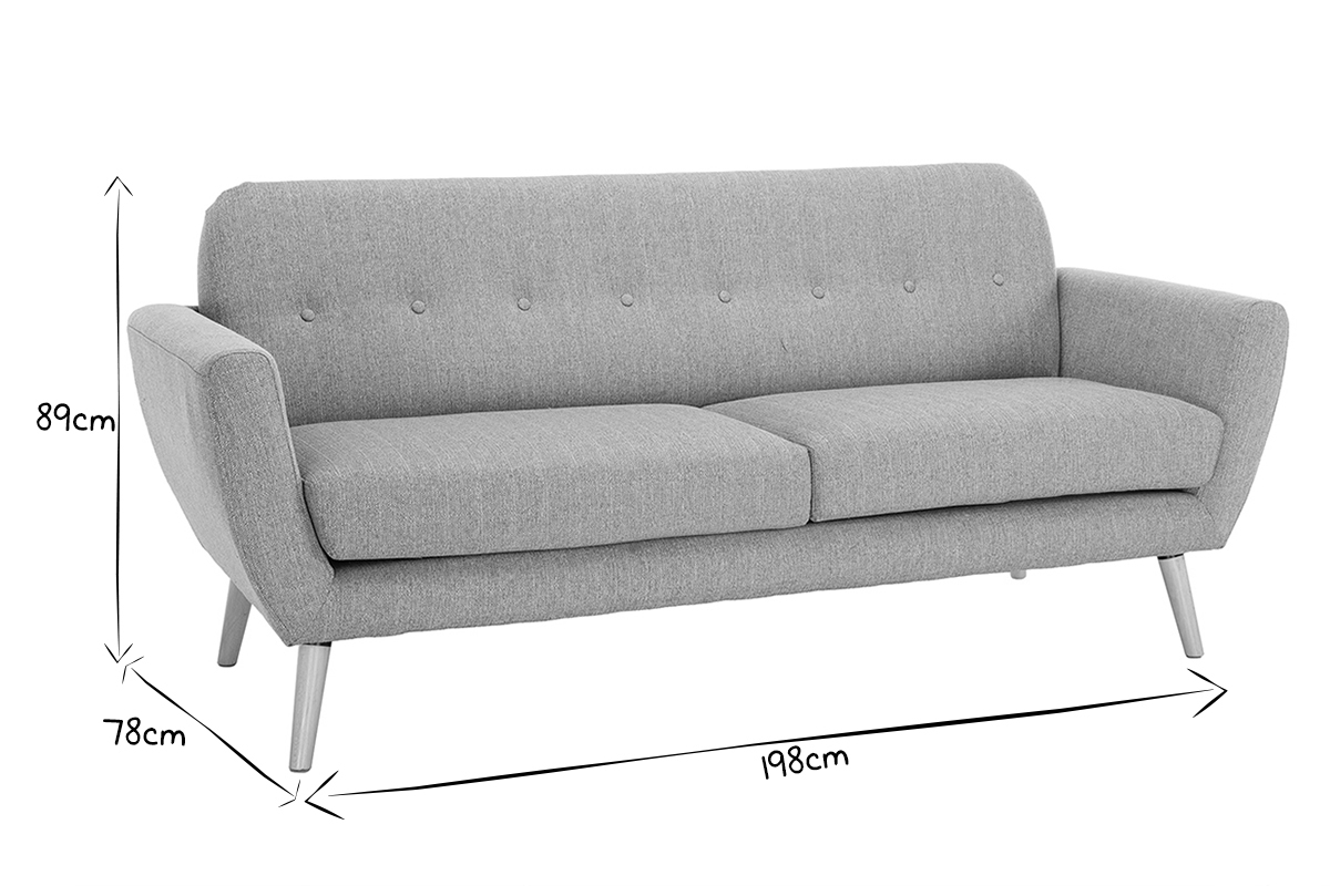 Divano scandinavo 3 posti tessuto grigio chiaro KYNO