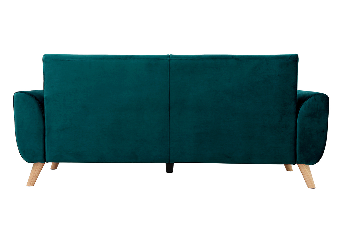Divano scandinavo 3 posti velluto blu petrolio EKTOR