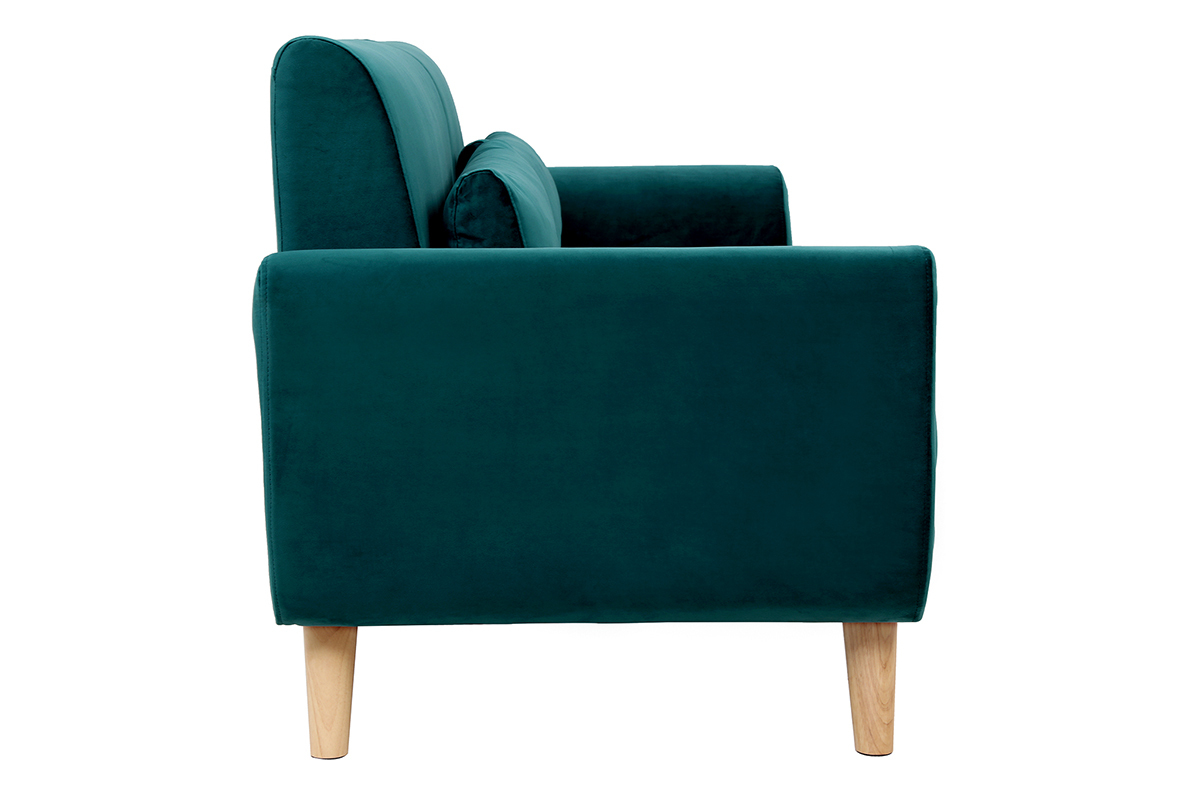 Divano scandinavo 3 posti velluto blu petrolio EKTOR