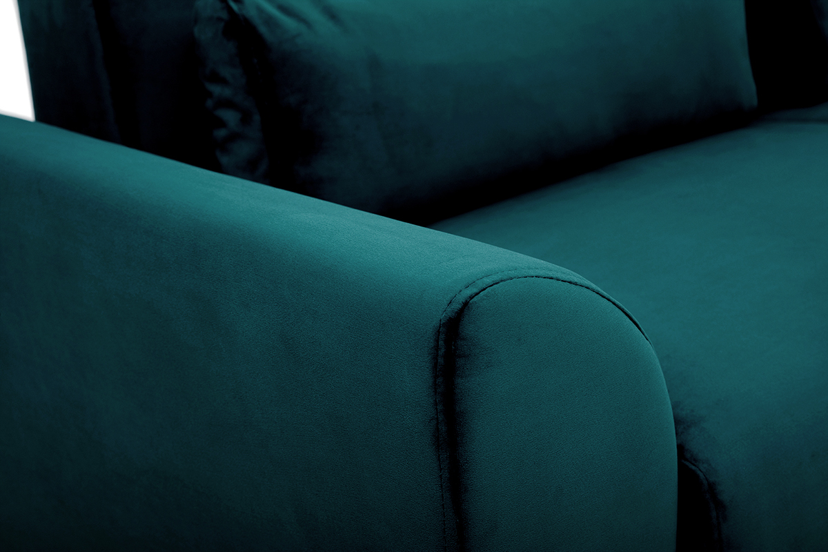 Divano scandinavo 3 posti velluto blu petrolio EKTOR