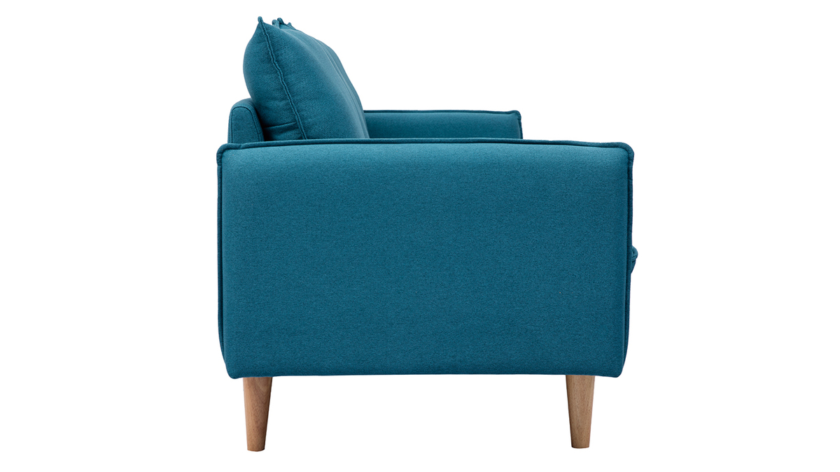 Divano scandinavo 3 posto in tessuto blu anatra HOLMS