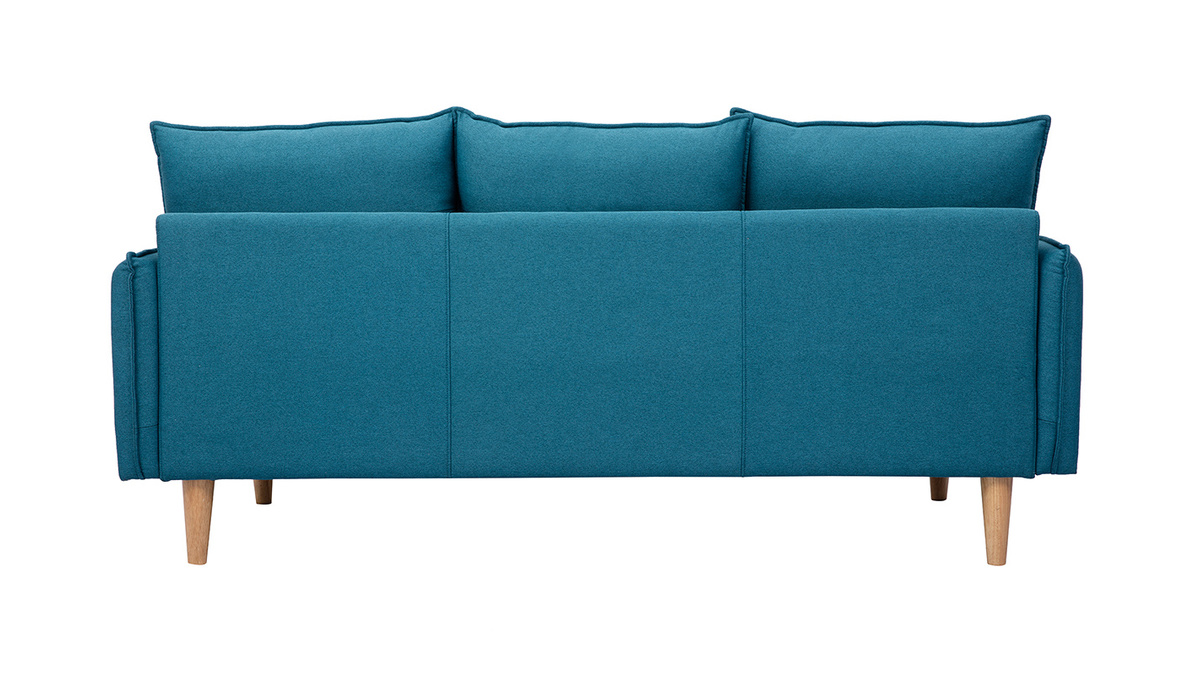 Divano scandinavo 3 posto in tessuto blu anatra HOLMS