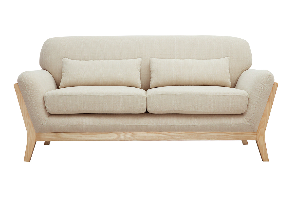 Divano scandinavo a 2 posti beige piedi in legno YOKO