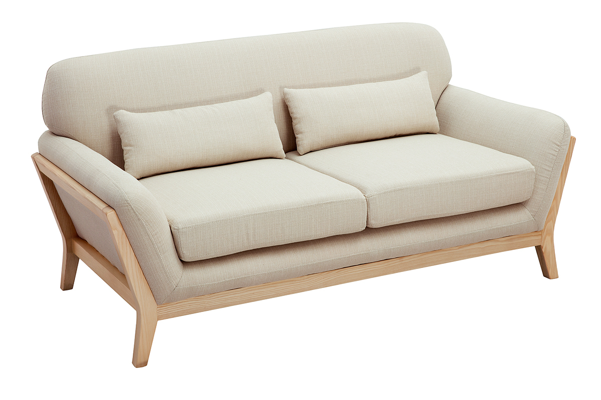 Divano scandinavo a 2 posti beige piedi in legno YOKO