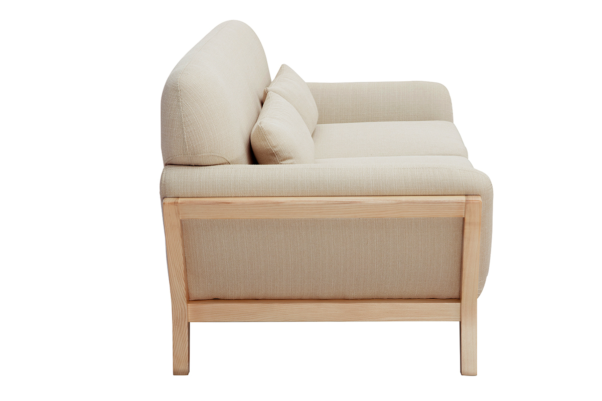 Divano scandinavo a 2 posti beige piedi in legno YOKO