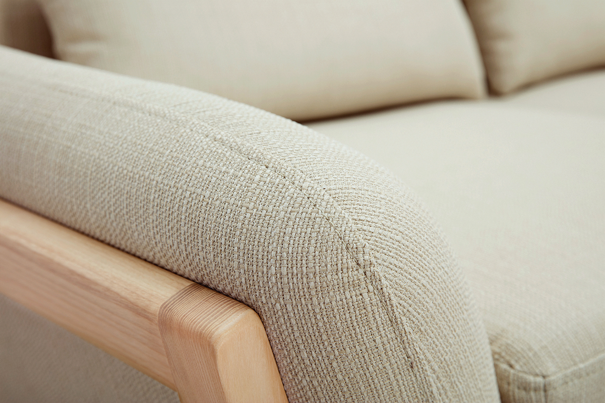 Divano scandinavo a 2 posti beige piedi in legno YOKO
