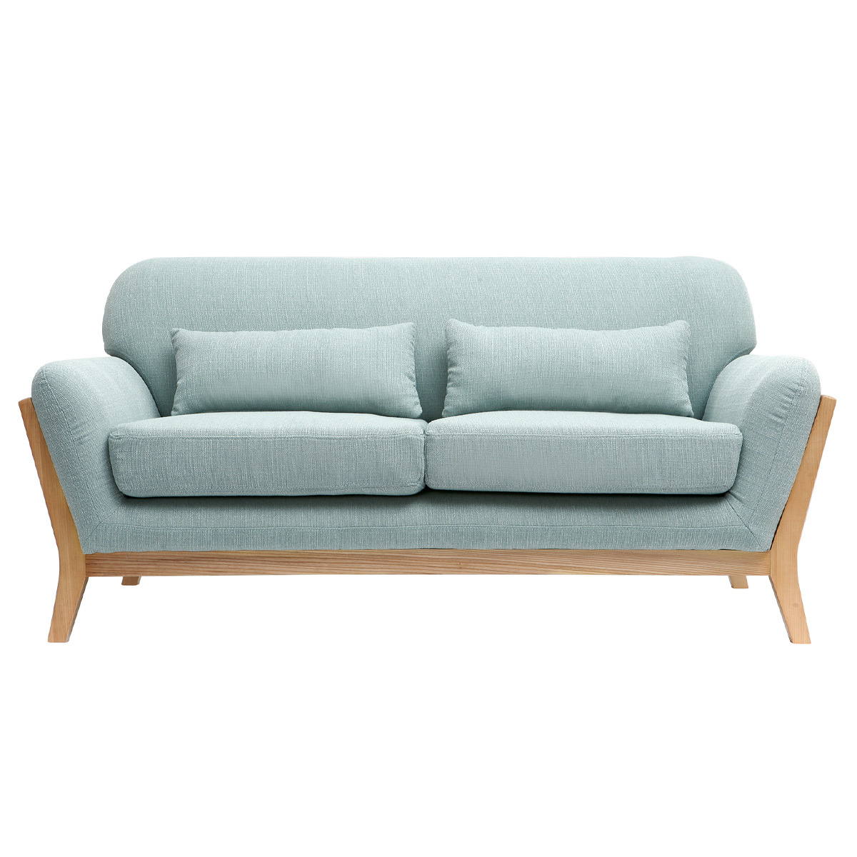 Divano scandinavo a 2 posti Blu laguna piedi in legno YOKO