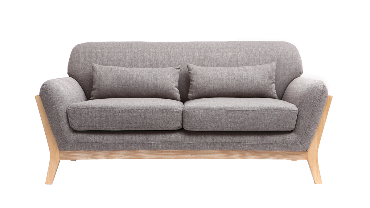 Divano scandinavo a 2 posti Grigio piedi in legno YOKO