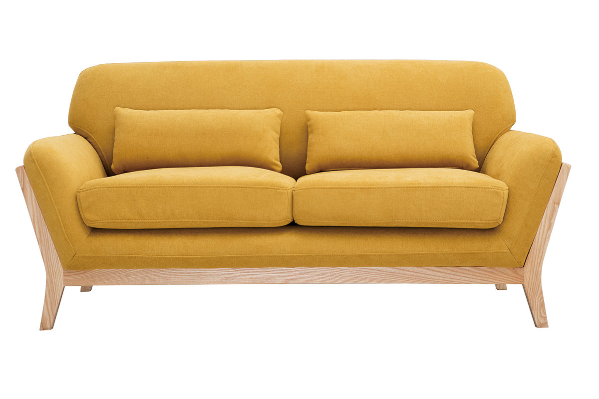 Divano scandinavo a 2 posti Grigio piedi in legno YOKO