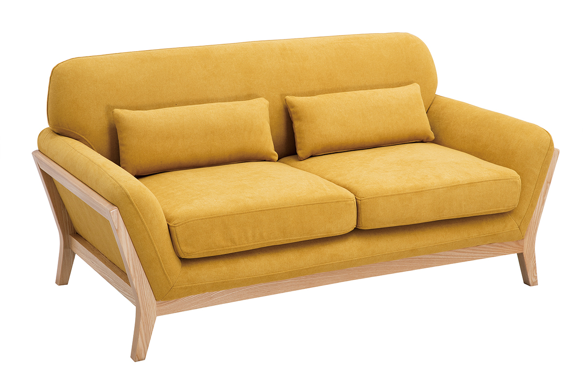 Divano scandinavo a 2 posti Grigio piedi in legno YOKO