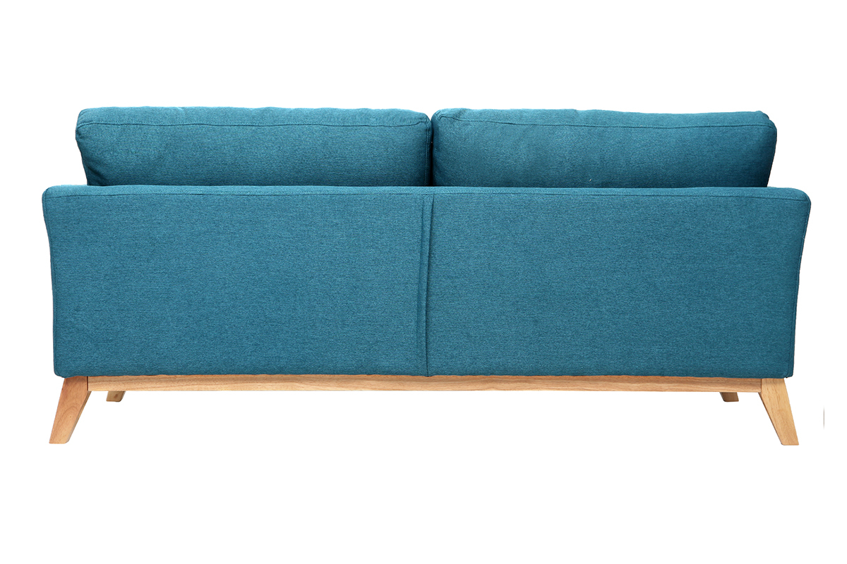 Divano scandinavo a 3 posti Blu Miliboo con piedi in legno OSLO