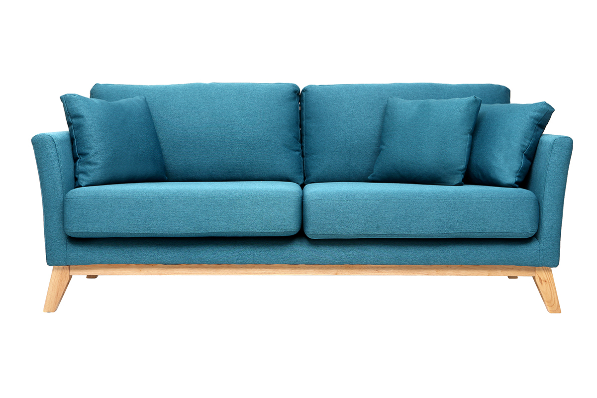 Divano scandinavo a 3 posti Blu Miliboo con piedi in legno OSLO