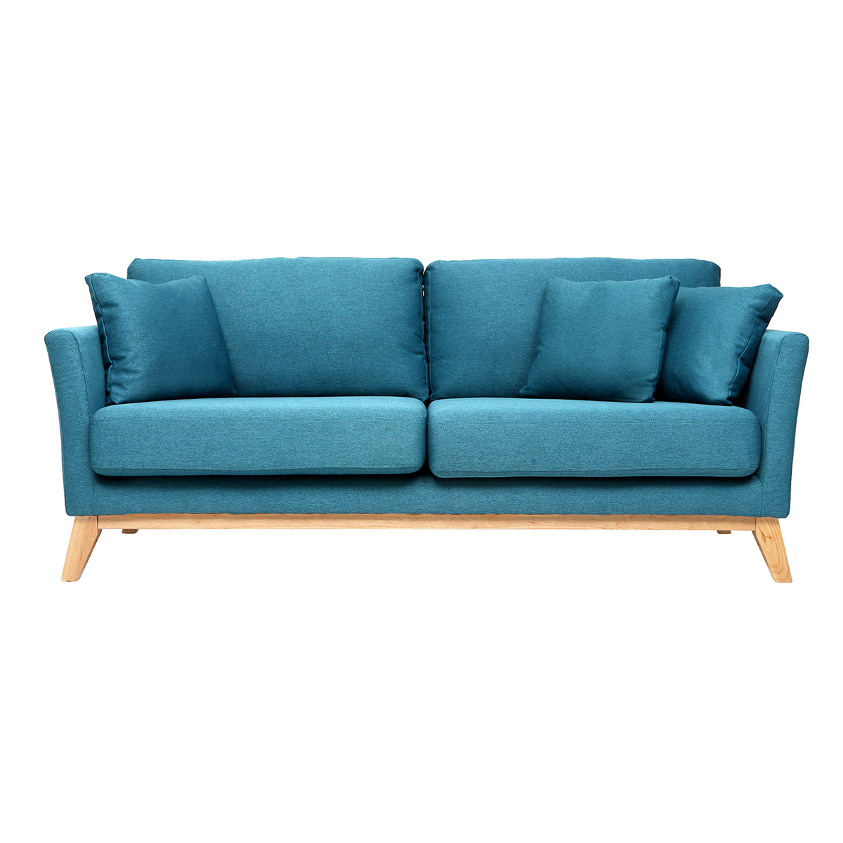 Divano scandinavo a 3 posti Blu Miliboo con piedi in legno OSLO