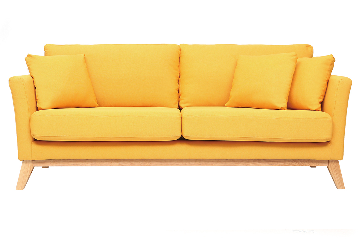 Divano scandinavo a 3 posti Giallo piedi in legno OSLO