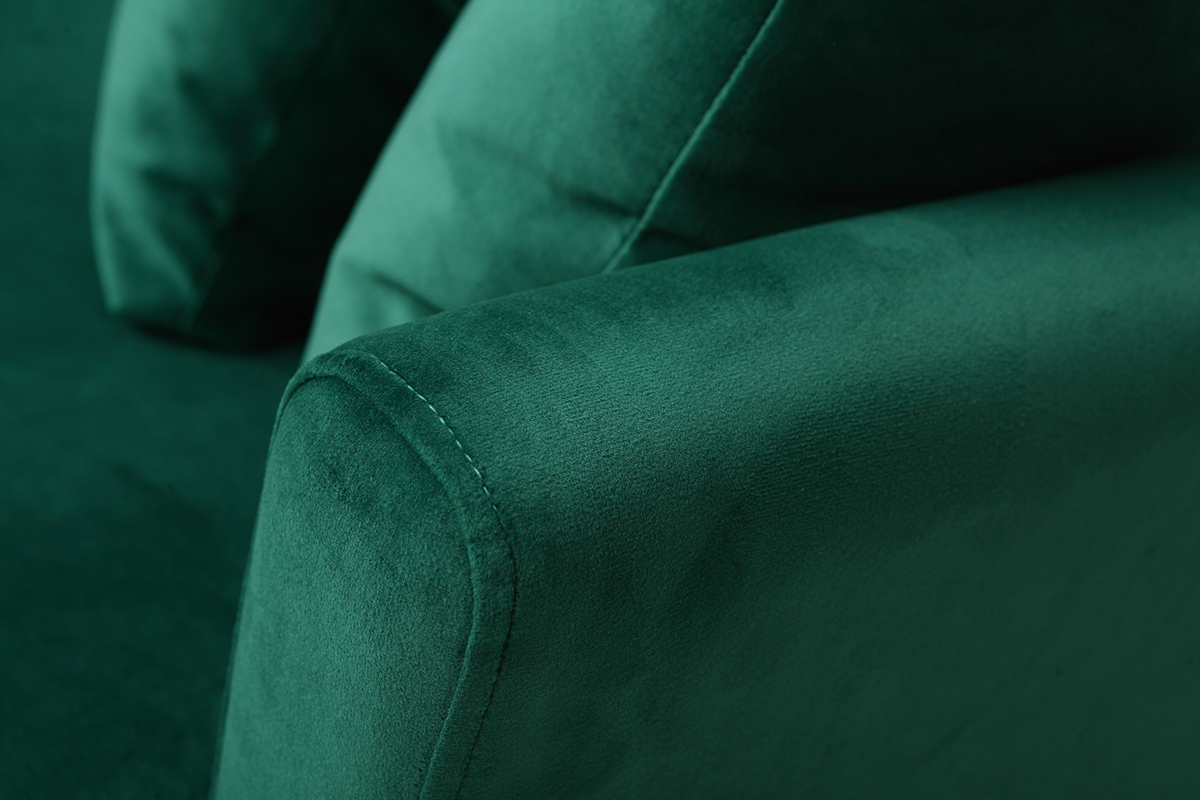 Divano scandinavo a 3 posti in velluto Midnight green piedi in legno OSLO