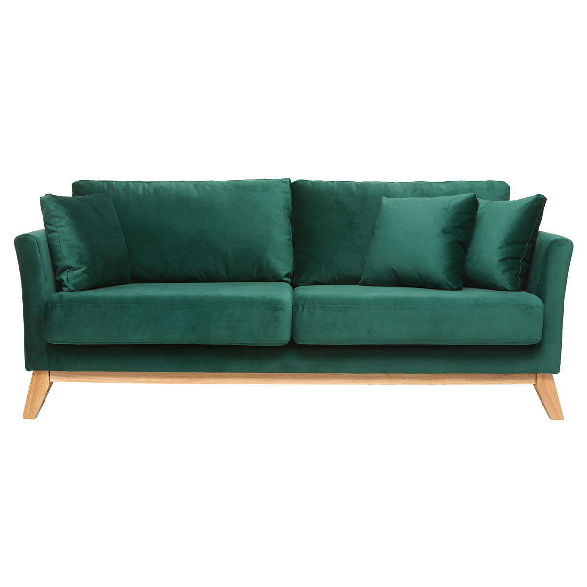 Divano scandinavo a 3 posti in velluto Midnight green piedi in legno OSLO