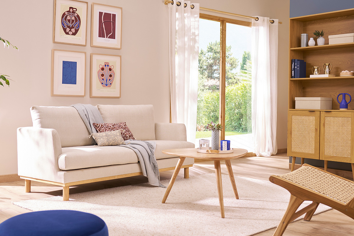 Divano scandinavo beige 3 posti HOBART