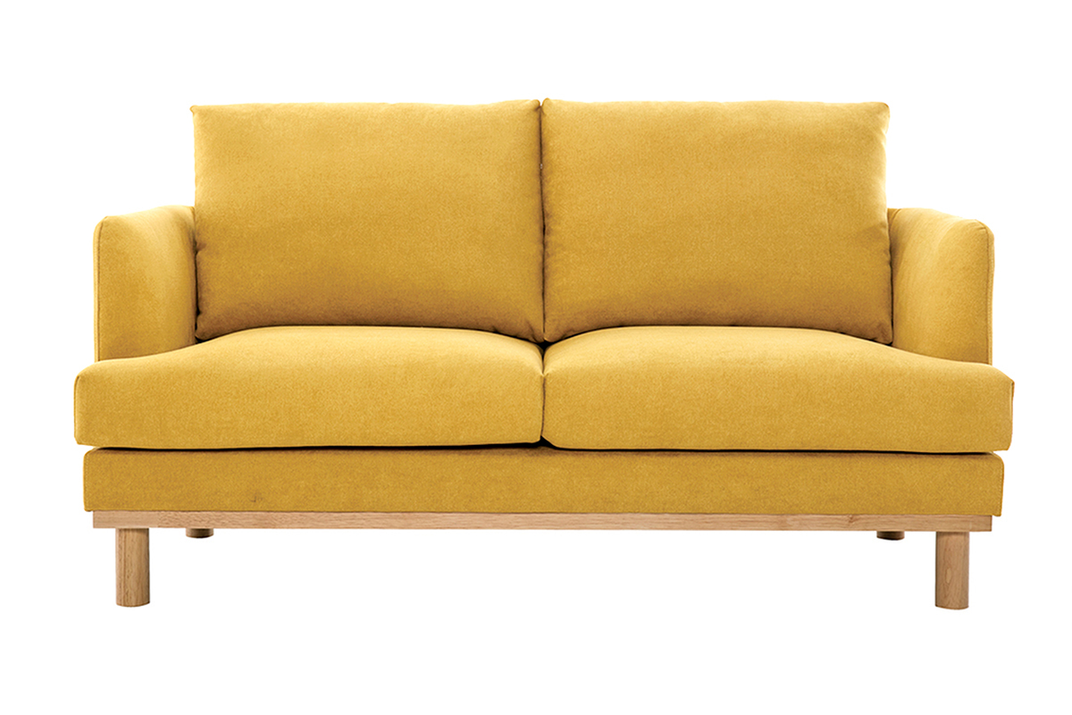 Divano scandinavo effetto velluto giallo senape 2 posti HOBART