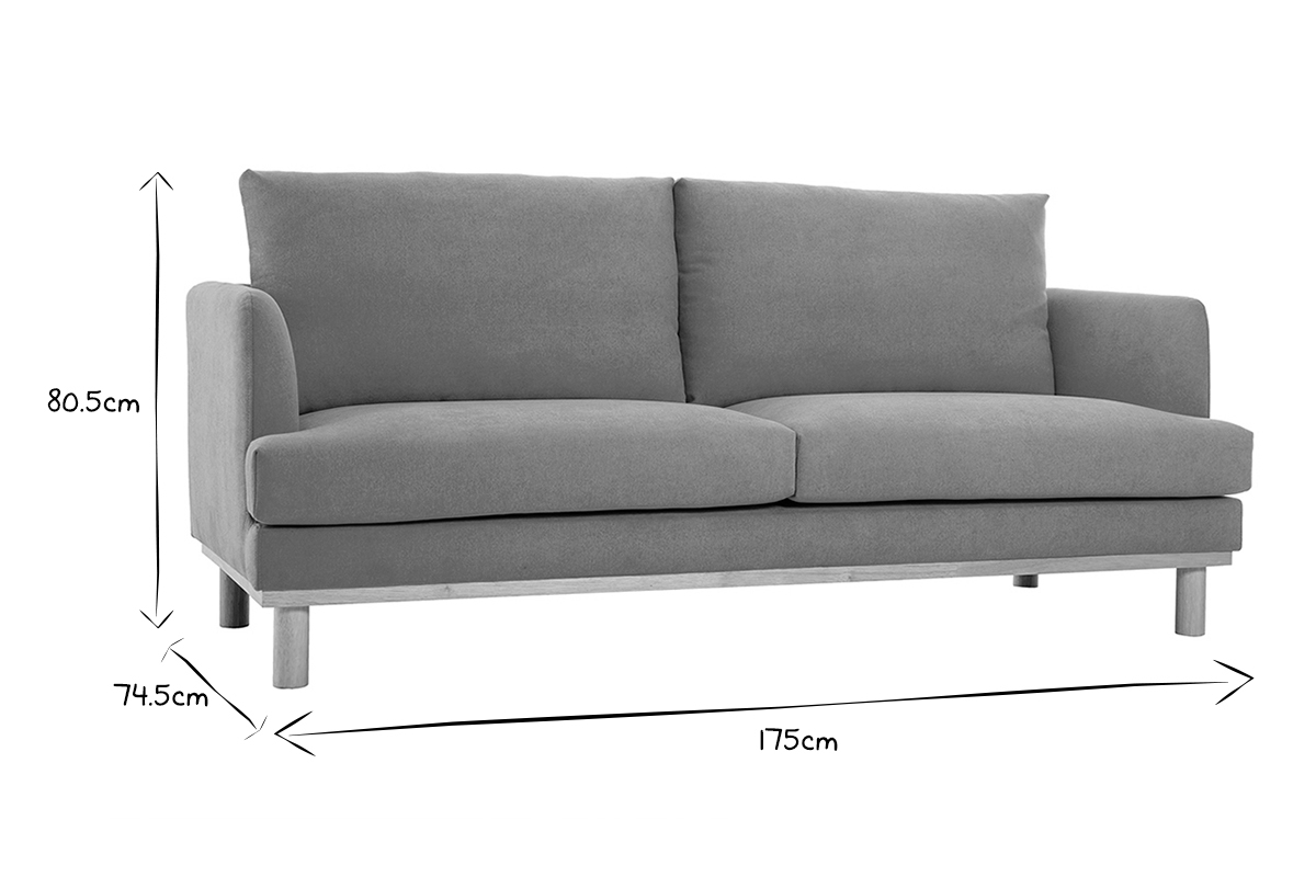 Divano scandinavo effetto velluto giallo senape 3 posti HOBART