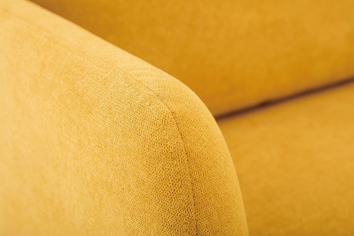 Divano scandinavo effetto velluto giallo senape 3 posti HOBART