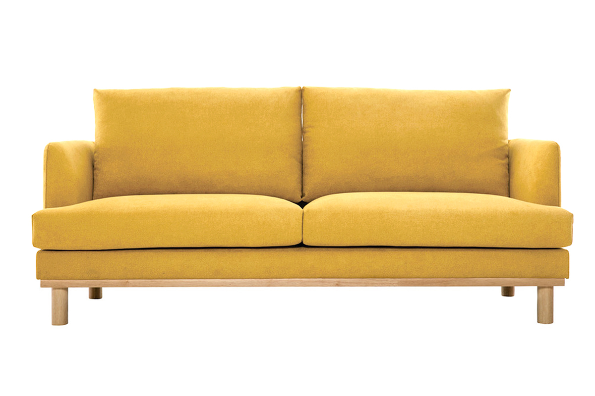 Divano scandinavo effetto velluto giallo senape 3 posti HOBART