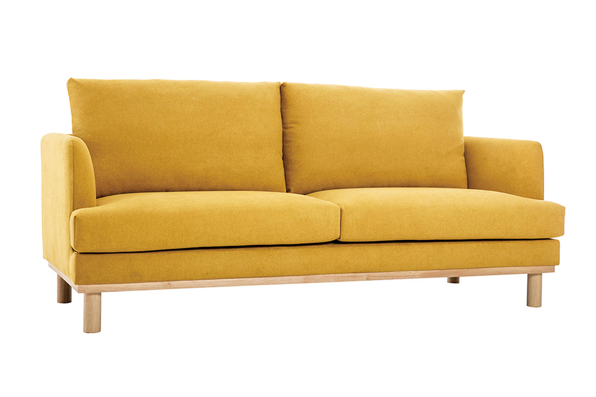 Divano scandinavo effetto velluto giallo senape 3 posti HOBART