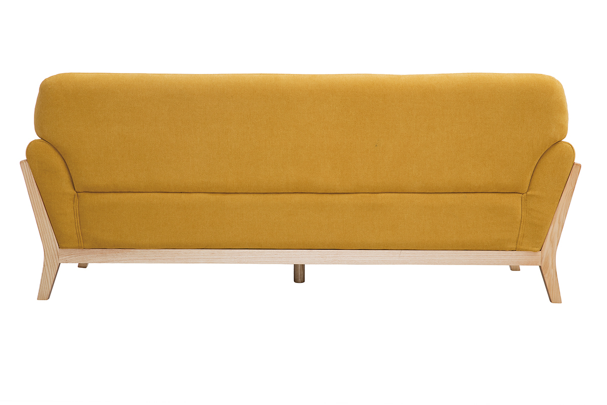 Divano scandinavo effetto velluto giallo senape 3 posti YOKO