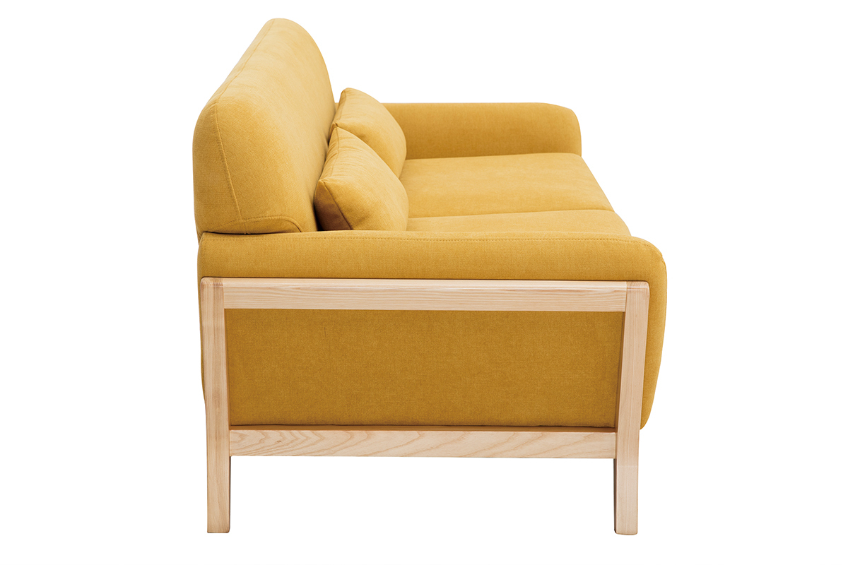 Divano scandinavo effetto velluto giallo senape 3 posti YOKO