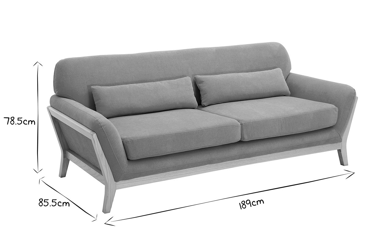 Divano scandinavo effetto velluto giallo senape 3 posti YOKO