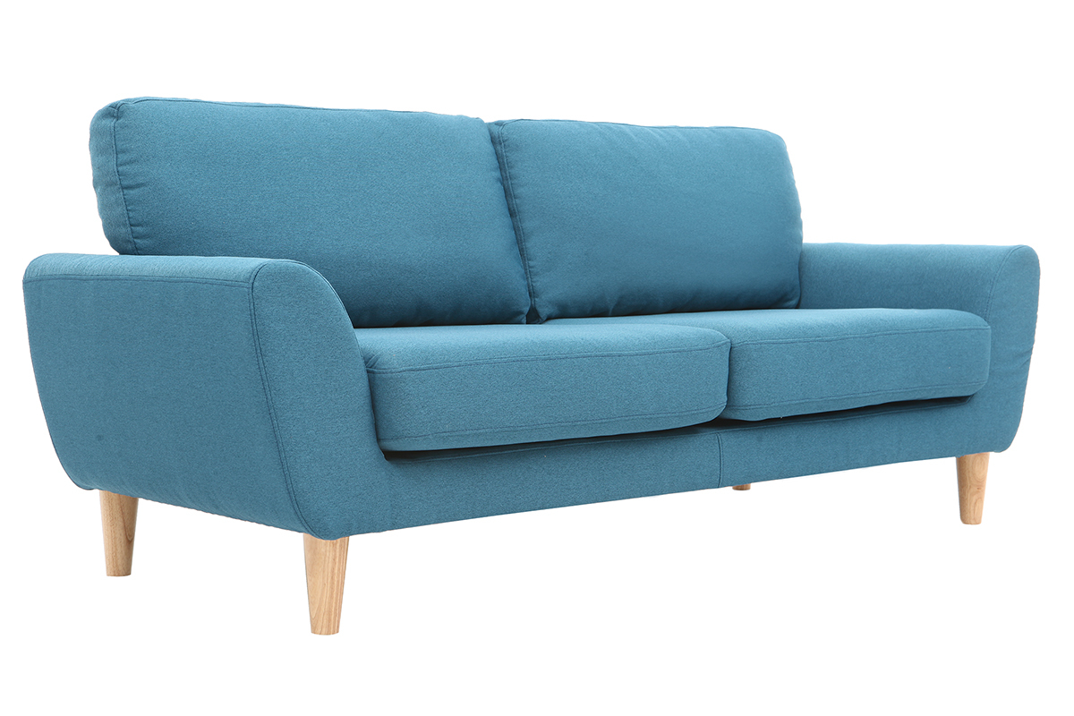 Divano scandinavo in tessuto Blu anatra 3 posti ALICE