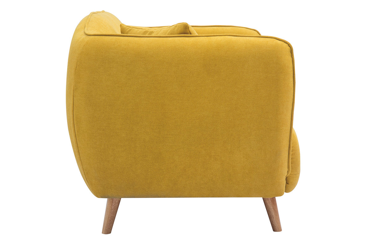 Divano scandinavo in tessuto effetto velluto giallo senape 2 posti FOLK