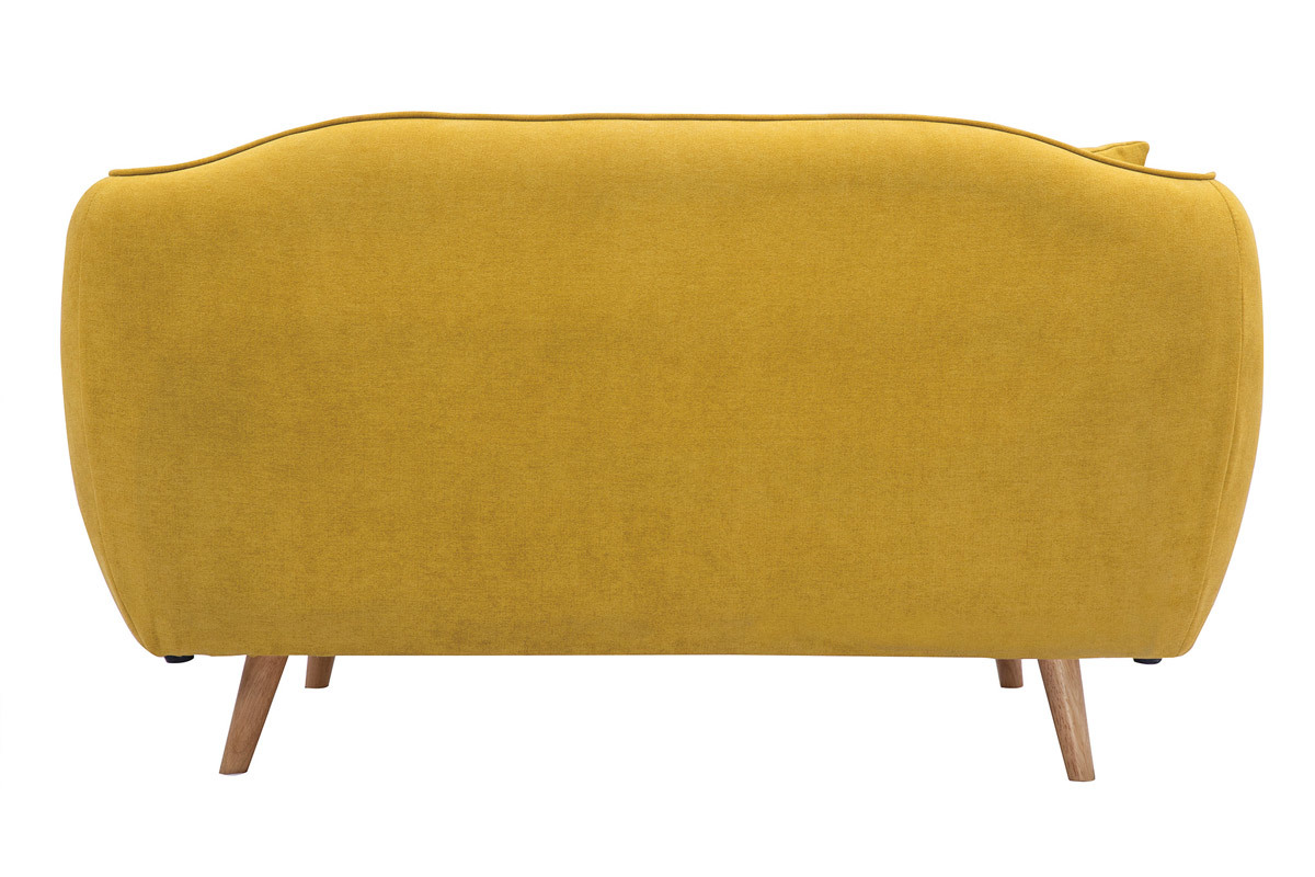 Divano scandinavo in tessuto effetto velluto giallo senape 2 posti FOLK