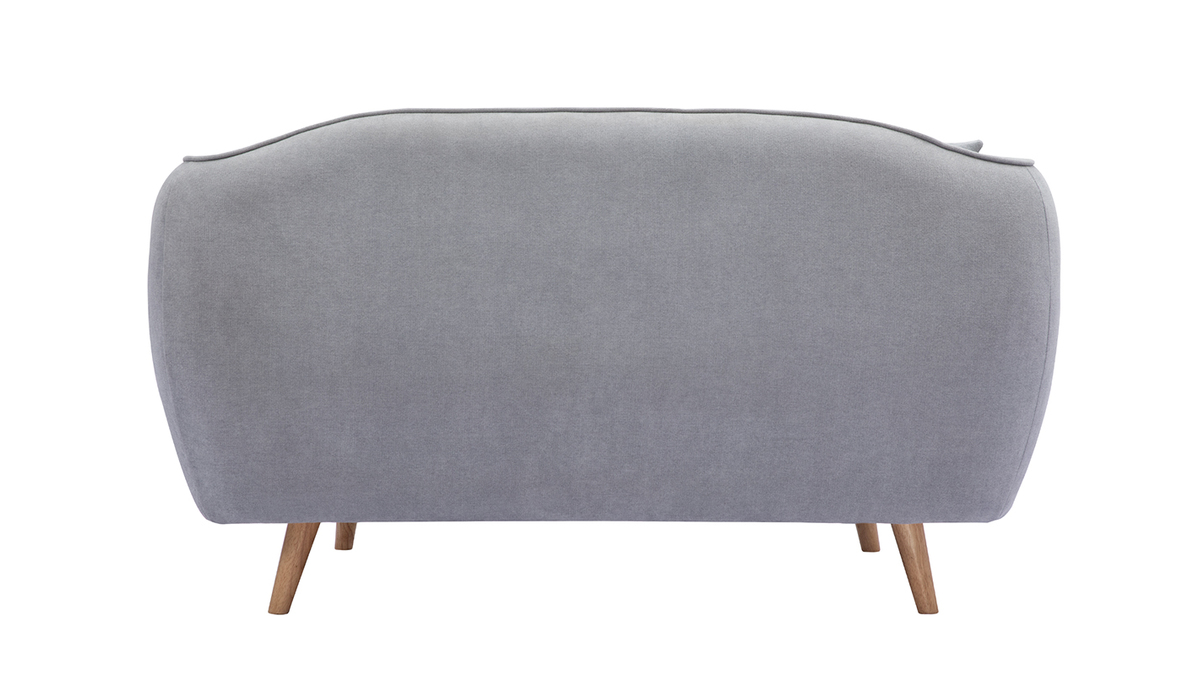 Divano scandinavo in tessuto effetto velluto grigio chiaro 2 posti FOLK