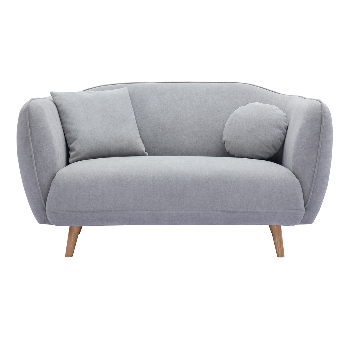 Divano scandinavo in tessuto effetto velluto grigio chiaro 2 posti FOLK