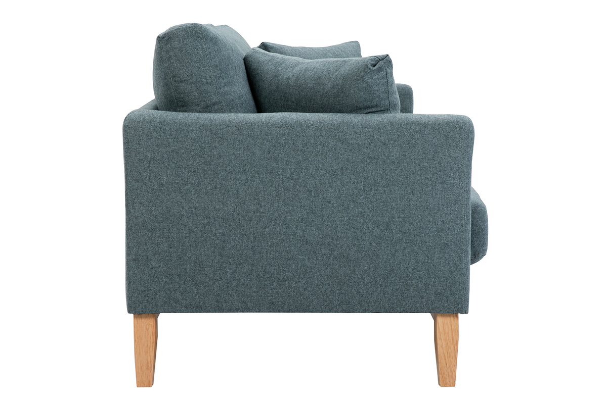Divano scandinavo sfoderabile 3 posti in tessuto grigio-verde e legno chiaro OSLO