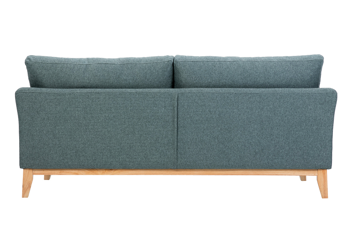 Divano scandinavo sfoderabile 3 posti in tessuto grigio-verde e legno chiaro OSLO