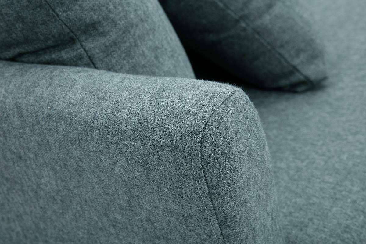 Divano scandinavo sfoderabile 3 posti in tessuto grigio-verde e legno chiaro OSLO